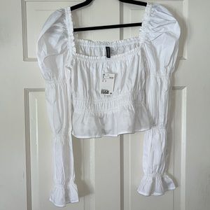 H&M Cropped Puff Sleeve Top